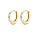 Golden round huggie earrings set with sparkling crystals in a minimalist polished finish - Circle / Gold Hoop Pair