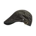 Detail view of cotton ivy cap with side metal buckle and vintage stitching texture - One Size (56-60cm) / Dark Green