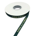 Détail du ruban vert foncé avec inscription dorée LOVE IS ETERNAL pour cadeaux - 1cm*33 Yards / Vert Foncé Marqué à l'Or