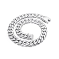 Collar de cadena cubana gruesa de acero inoxidable plateado para hombre en fondo blanco - Color Acero 24mm de Ancho 720mm de Largo (KN10318-D)