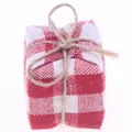 Pochette cadeau de Noël en coton à carreaux rouges et blancs avec corde en jute - Rouge Blanc