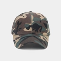 Detailed close-up showing the jungle camouflage pattern and visor of the outdoor baseball cap - Adjustable / Jungle Camouflage