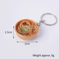 Miniature noodle bowl keychain with golden finish and realistic food details, 3cm size - 3cm Gold Bowl-No.16 (Keychain)