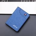 Vertical blue canvas men's wallet with woven texture and stripe detail - 119 Vertical / Blue