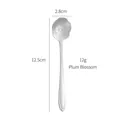 Plum blossom shaped silver stainless steel dessert spoon with 12.5cm long handle - Silver Plum Blossom