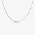 Collana in argento S925 con catena a graffetta e tennis con zirconi trasparenti - Oro Bianco (Zircone Bianco)