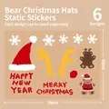 Christmas window static stickers with cartoon bear, reindeer and snowflake patterns - Christmas Bear Hat