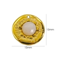 15mm unregelmäßiger vergoldeter Edelstahl-Anhänger mit weißem Edelstein und Sonnenstrahl-Struktur - Weißer Jade