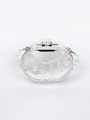 Silver mirror mini evening bag with rhinestone fringe and acrylic pearl handle - Silver Style 5