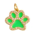 Golden cat paw pendant with green enamel and sparkling pave zircon crystals - Neon Green Paw Print Style (L281269-Neon Gre) / Neon Green