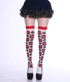 Halloween over-knee socks with black-and-white checkerboard heart and club patterns - One Size / Club Heart 4#