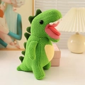 Handmade green knitted dinosaur plush toy with yellow belly and spiked back - 30cm Dinosaur