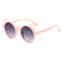 Pink cat-ear sunglasses for kids with purple gradient lenses and durable frame - Pink Frame Grey Lens