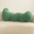 Minimalist wave-shaped flower cushion in green boucle fabric on white sofa - 96*50cm/1.3kg / Forest Green Wave Pillow