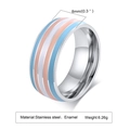 8mm stainless steel transgender flag rainbow enamel ring for couples and pride wear - Style 03 (Transgender)
