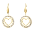 Elegant gold heart-shaped earrings with circular diamond-set zircon for women - Gold Heart Style (KE79907-GC)