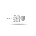 Orecchino in titanio G23 argento con zircone cubico quadrato e filettatura interna - Stile Grappolo Quadrato (588-2#银)