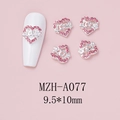 Pink heart-shaped alloy nail charms with Love carving and rhinestone on white tip - Silver Love Letter Heart Style (A077)
