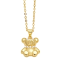 Collier avec pendentif ours doré et détails en perles blanches sur chaîne fine - Panda Doré