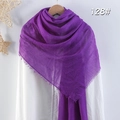 Deep purple lightweight cotton linen scarf with soft crinkle texture and fine fringes - Deep purple