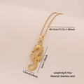 Golden seahorse pendant necklace in stainless steel, length 40+5cm, weight 4g - Seahorse