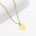 18k gold plated stainless steel pearl necklace featuring a round gold pendant charm - Gold I