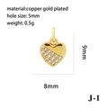 Detailed view of 18K gold plated heart pendant with zircon and 9x8mm size specs - Type J-1 (Half Zircon Heart) / Gold