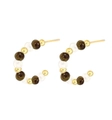 S925 Sterling Silver C-shaped stud earrings with tiger eye beads and golden metal spheres - 925 Silver / Gold