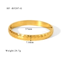 Detail showing 7.8mm gold rhombus pattern stainless steel bangle with diamond-cut texture - HF-B5207 Gold Rhombus 7.8mm Width