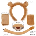 Detailed components of lion ears headband set with size and weight specifications - Soft Lion Set + Nose + Tail + Wristbands