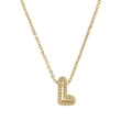 Elegant 18k gold plated brass letter L pendant necklace with sparkling zircon pavé - Letter L