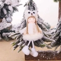 Lindo ángel de Navidad de felpa con gorro de búho blanco y bufanda para decoración - Estilo Chica con Gafas y Búho Blanco (K-TS112)
