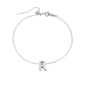 Stainless steel anklet with silver initial R letter charm for women - Letter R / Silver