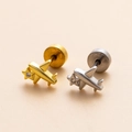 Boucles d'oreilles avion en or et argent avec petites étoiles en strass brillant - 10# (Avion)