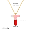 Stainless steel letter T pendant necklace with colorful enamel drip oil and gold chain - Letter T