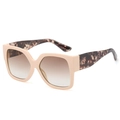 Gafas de sol cuadradas vintage beige con lentes degradadas marrones y patillas de carey - Marco Beige Lentes Té Gris