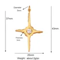 Golden cross star pendant with center sparkling stone showing dimensions and weight - Shiny Four-Point Star-Gold