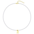 Elegant pearl necklace with a golden letter H pendant and adjustable lobster clasp closure - Letter H