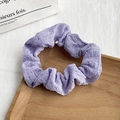 Lavender floral seersucker scrunchie with elastic textured fabric for daily hair styling - 15# Light Purple Seersucker