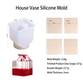 Hausförmige Silikonform für Harzvasen mit Holzträgerplatten und detaillierten Maßen - Haus Vase Silikonform + Halterung