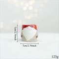7cm ceramic Christmas gnome figurine with red hat and white beard in a 123g compact size - Santa Candle Holder (Ceramic)