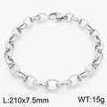 Bracciale a catena a maglie ovali in acciaio inossidabile argento, L:210x7,5mm, 15g - Bracciale Color Acciaio (KB183114-KFC)