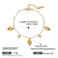 Golden stainless steel chain bracelet with diamond-shaped charms and round zircon accents - Geometric Rhombus Style (JDB0203007)