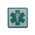 Green reflective square Star of Life medical medic patch with honeycomb texture and star - Green Square Reflective Sticker