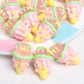 Pink and yellow hand-painted acrylic ice cream beads for DIY phone chains and jewelry - Yellow Cone + Frosted Pink Ball + Green Pink Cream + Hi