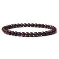 Simple 4mm natural stone beaded bracelet in deep red with dark speckled texture - Bloodstone