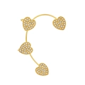 Gold plated heart ear cuff with sparkling zircon inlay for women without piercings - Gold H Style Right