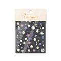 Stickers à ongles 5D embossés avec fleurs sauvages bleues et violettes sur fond noir - to1731-Fleurs Sauvages Bleues