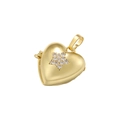 Vintage gold heart locket pendant with a sparkling star-shaped diamond inlay on white background - VD1521 Gold (Star Locket Design)