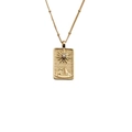 Collana con ciondolo dio del sole placcata oro con stelle in micro-pavé e motivi animali - 00999GZ-Sole e animale / Catena a Perline da 40+5CM